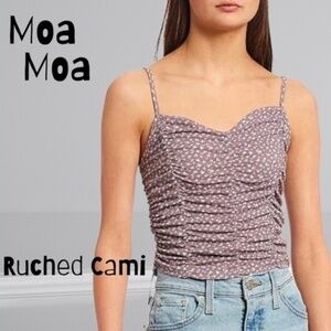 MOA MOA NWT All Over Floral/Ruched V-Neck Spaghetti Strap Cami-Lilac/XL